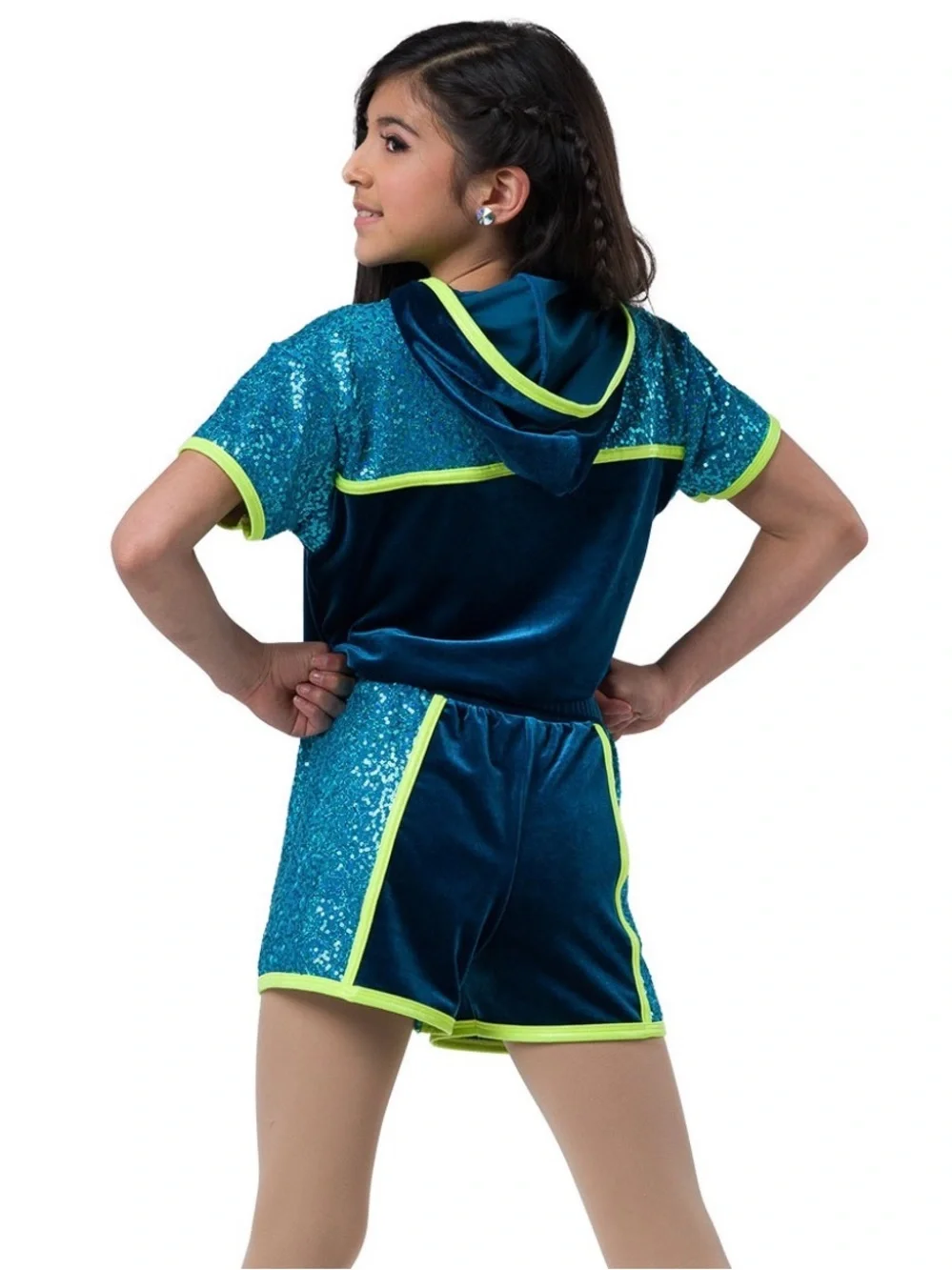 A Wish Come True “It’s Tricky” Dance Costume Set Turquoise Velvet LC